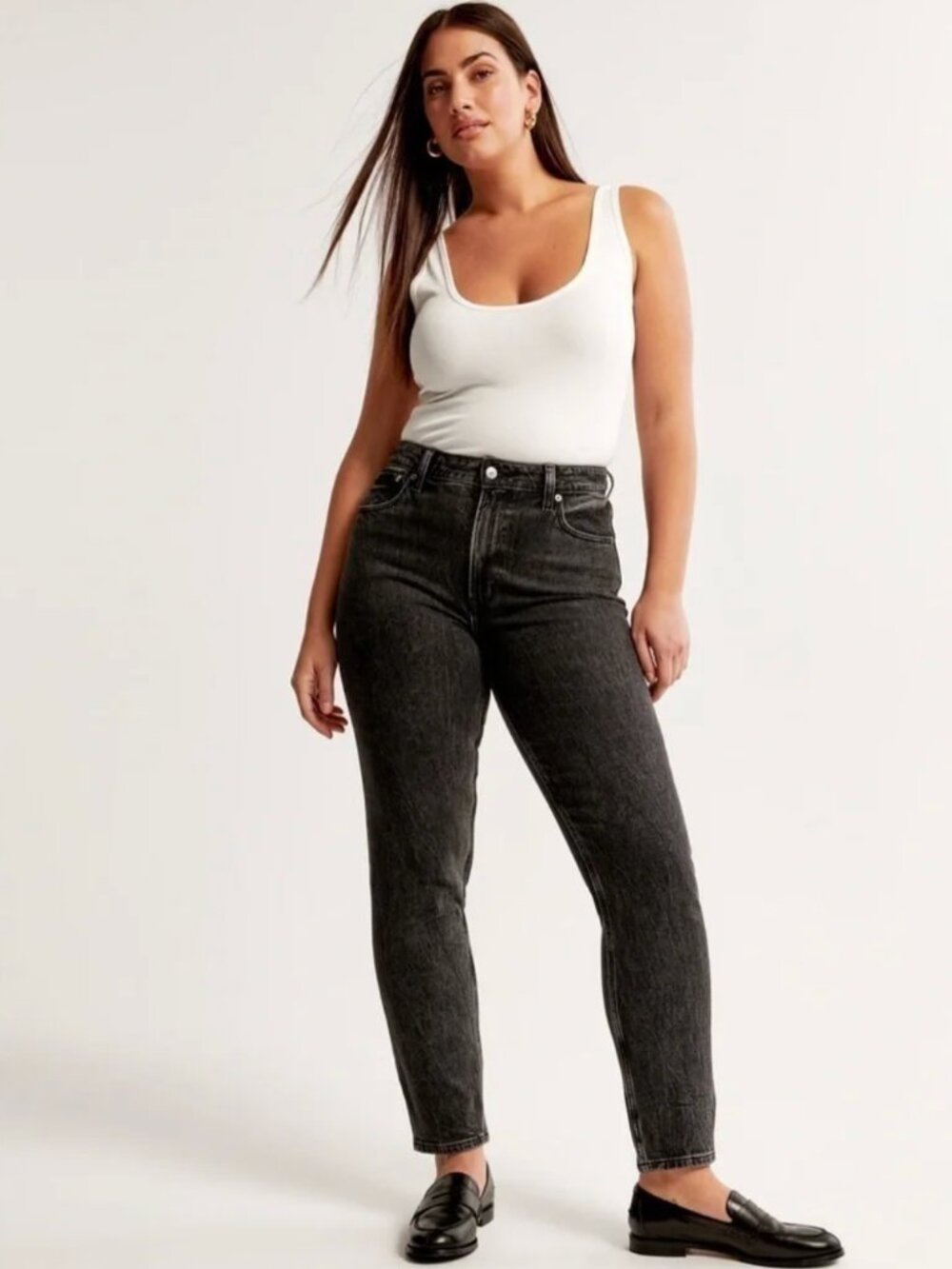 Abercrombie & Fitch The Mom High Rise Curve Love Black Jeans